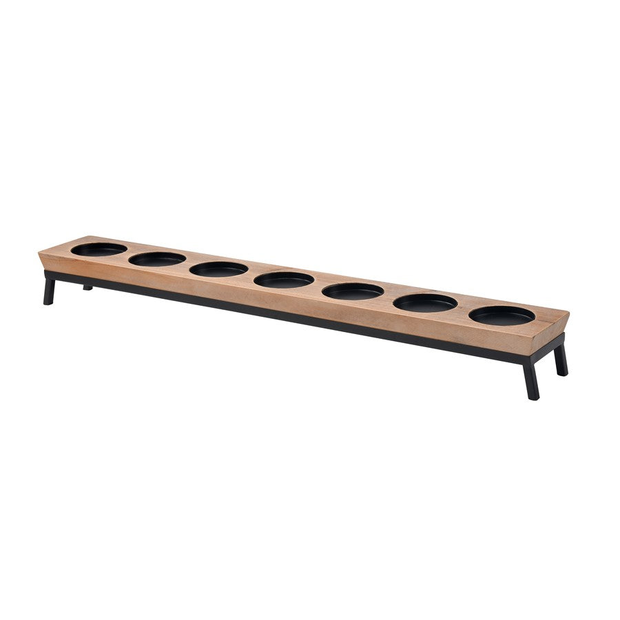 Atlas Lighting Drew 32in Wood & Metal Candleholder | Transitional Rustic Centerpiece | Dining Table & Sideboard Decor | Model AC11268-01