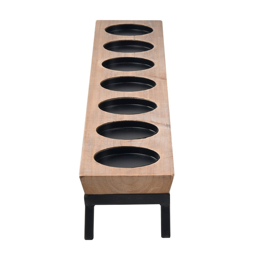 Atlas Lighting Drew 32in Wood & Metal Candleholder | Transitional Rustic Centerpiece | Dining Table & Sideboard Decor | Model AC11268-01