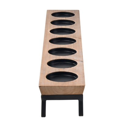 Atlas Lighting Drew 32in Wood & Metal Candleholder | Transitional Rustic Centerpiece | Dining Table & Sideboard Decor | Model AC11268-01
