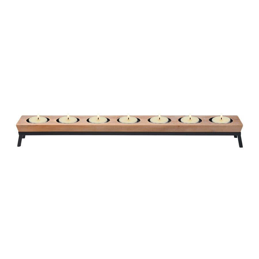 Atlas Lighting Drew 32in Wood & Metal Candleholder | Transitional Rustic Centerpiece | Dining Table & Sideboard Decor | Model AC11268-01