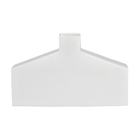 Atlas Lighting Drue 16in Matte White Earthenware Vase | Modern Sculptural Low Profile | Living Room & Entryway Decor | Model AC11269-01