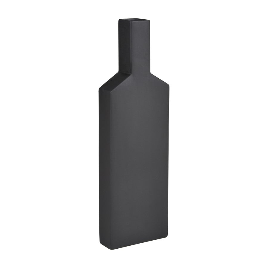 Atlas Lighting Drue Tall Vase | Matte Black Earthenware | Modern Sculptural Decor for Living Room & Entryway | Model AC11270-01