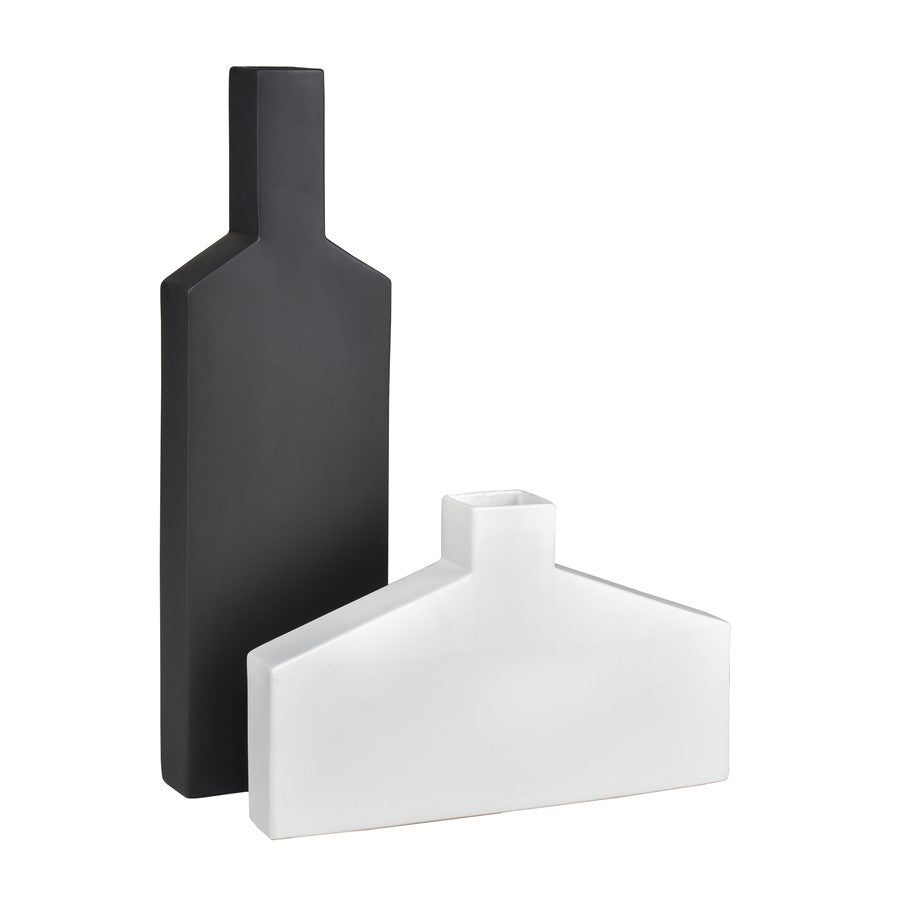 Atlas Lighting Drue Tall Vase | Matte Black Earthenware | Modern Sculptural Decor for Living Room & Entryway | Model AC11270-01