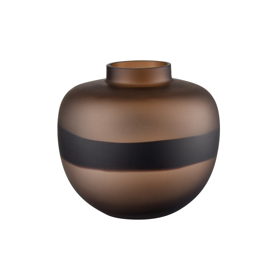 Atlas Lighting Dugan Short Vase | Tobacco Glass with Black Accent | Transitional Decor for Living Room & Dining Room | Model AC11271-01