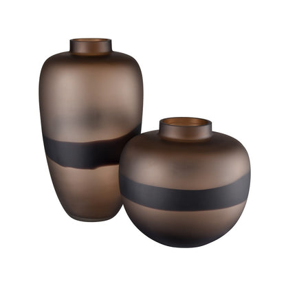 Atlas Lighting Dugan Short Vase | Tobacco Glass with Black Accent | Transitional Decor for Living Room & Dining Room | Model AC11271-01