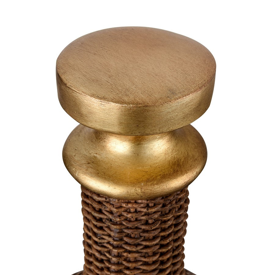 Atlas Lighting Duin Bottle Set of 3 | Rich Brown Wicker-Look Resin with Gold Stoppers | Traditional Decor for Living Room & Shelf | Model AC11273-01S