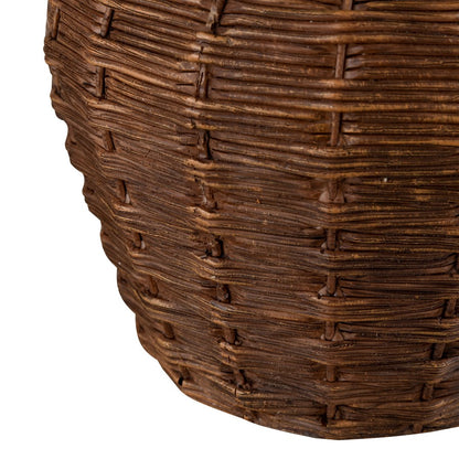 Atlas Lighting Duin Bottle Set of 3 | Rich Brown Wicker-Look Resin with Gold Stoppers | Traditional Decor for Living Room & Shelf | Model AC11273-01S