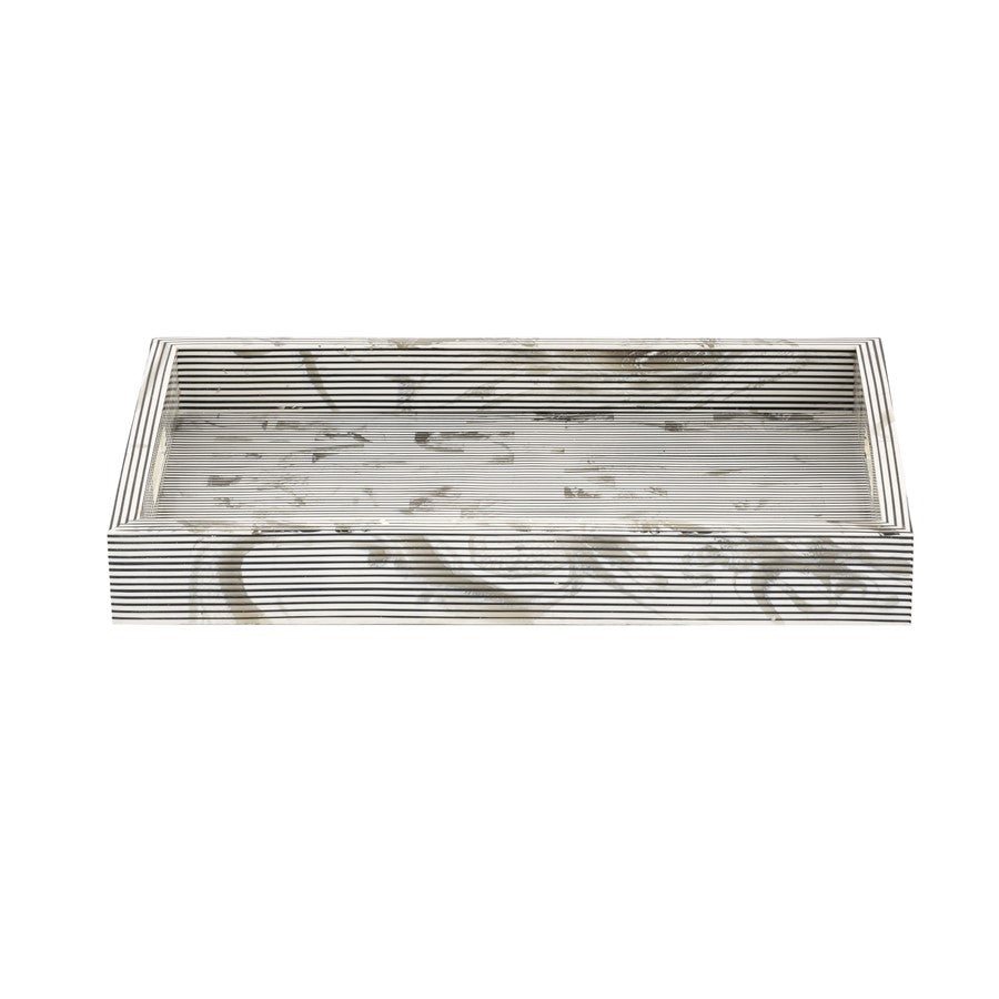 Atlas Lighting Eaton Etched Tray Set of 2 | Transitional White and Black Composite | Serving Trays for Coffee Table & Kitchen | Model AC11282-01S