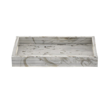 Atlas Lighting Eaton Etched Tray Set of 2 | Transitional White and Black Composite | Serving Trays for Coffee Table & Kitchen | Model AC11282-01S