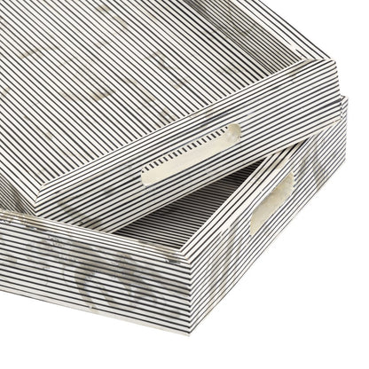 Atlas Lighting Eaton Etched Tray Set of 2 | Transitional White and Black Composite | Serving Trays for Coffee Table & Kitchen | Model AC11282-01S
