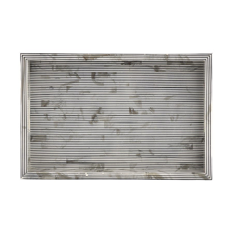 Atlas Lighting Eaton Etched Tray Set of 2 | Transitional White and Black Composite | Serving Trays for Coffee Table & Kitchen | Model AC11282-01S