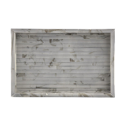 Atlas Lighting Eaton Etched Tray Set of 2 | Transitional White and Black Composite | Serving Trays for Coffee Table & Kitchen | Model AC11282-01S