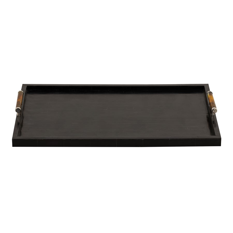 Atlas Lighting Ebony Tray | Transitional Black Composite with Natural Handles | Serving Tray for Coffee Table & Kitchen Island | Model AC11283-01