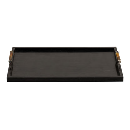 Atlas Lighting Ebony Tray | Transitional Black Composite with Natural Handles | Serving Tray for Coffee Table & Kitchen Island | Model AC11283-01