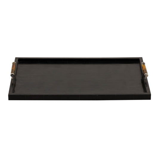 Atlas Lighting Ebony Tray | Transitional Black Composite with Natural Handles | Serving Tray for Coffee Table & Kitchen Island | Model AC11283-01