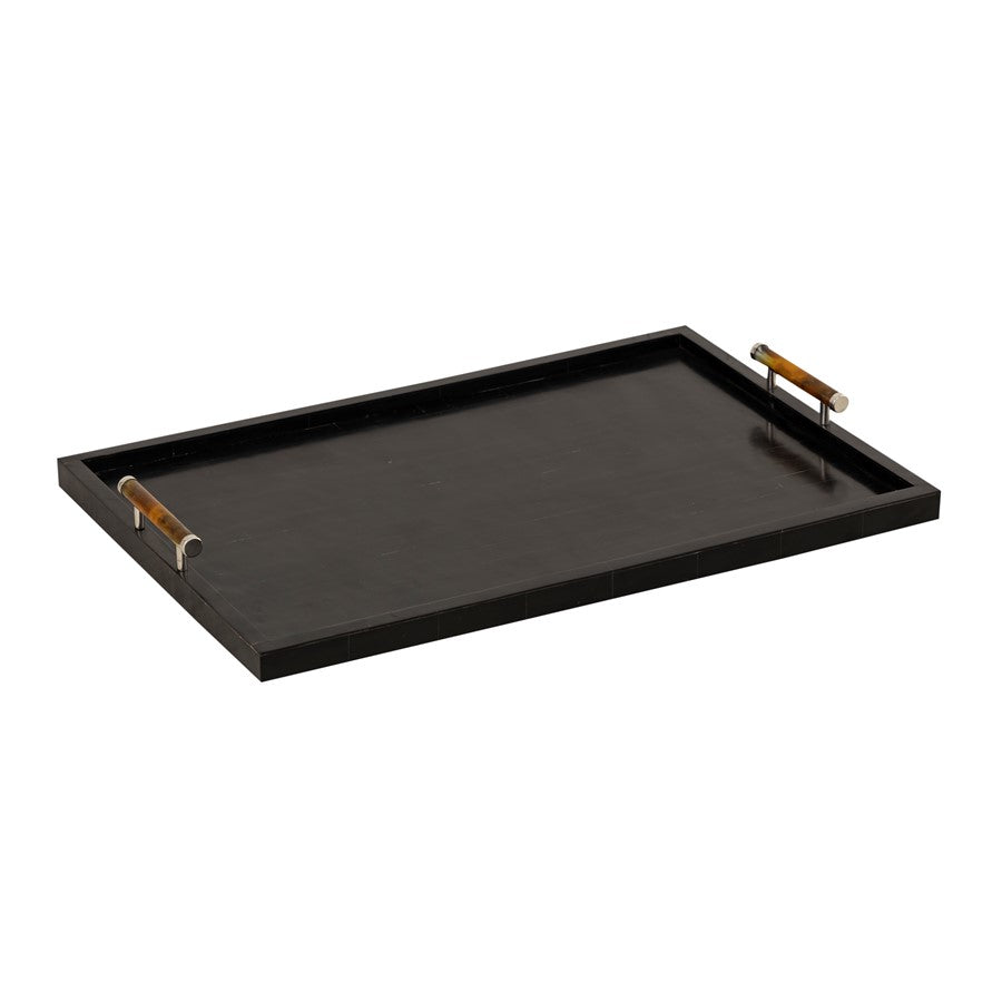 Atlas Lighting Ebony Tray | Transitional Black Composite with Natural Handles | Serving Tray for Coffee Table & Kitchen Island | Model AC11283-01