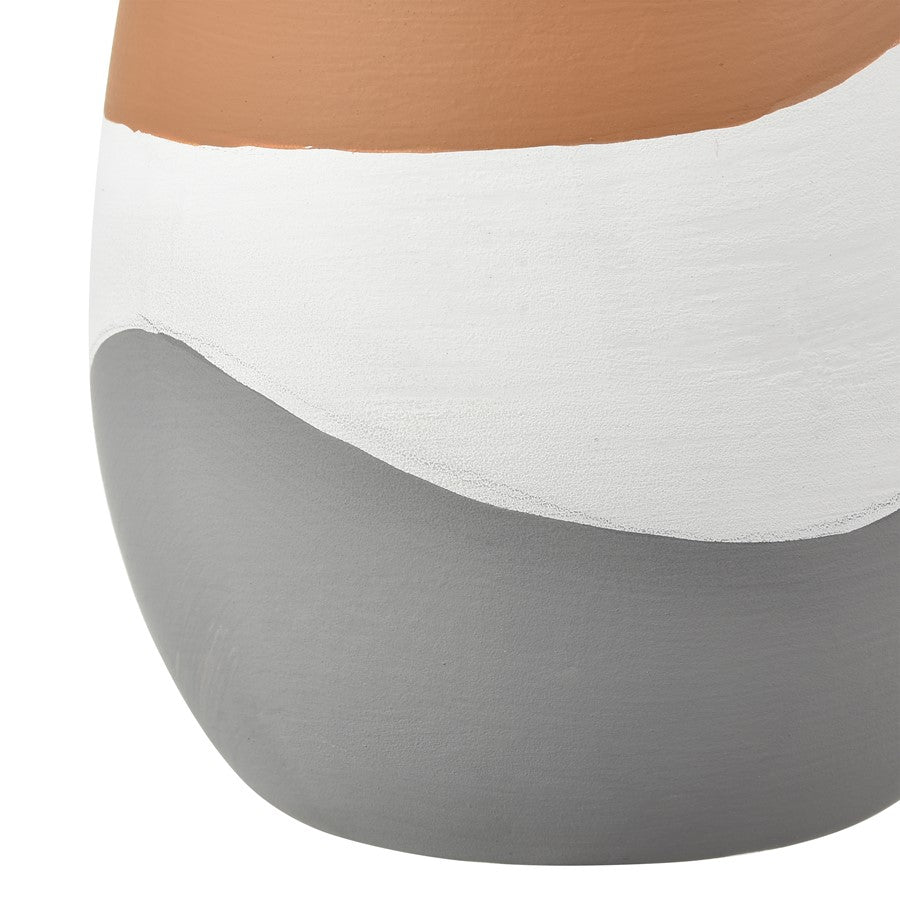 Atlas Lighting Eko Small Vase | Terracotta Earthenware with Graywash Bands | Modern Decor for Shelf & Table | 4 x 4 x 10 in | Model AC11286-01