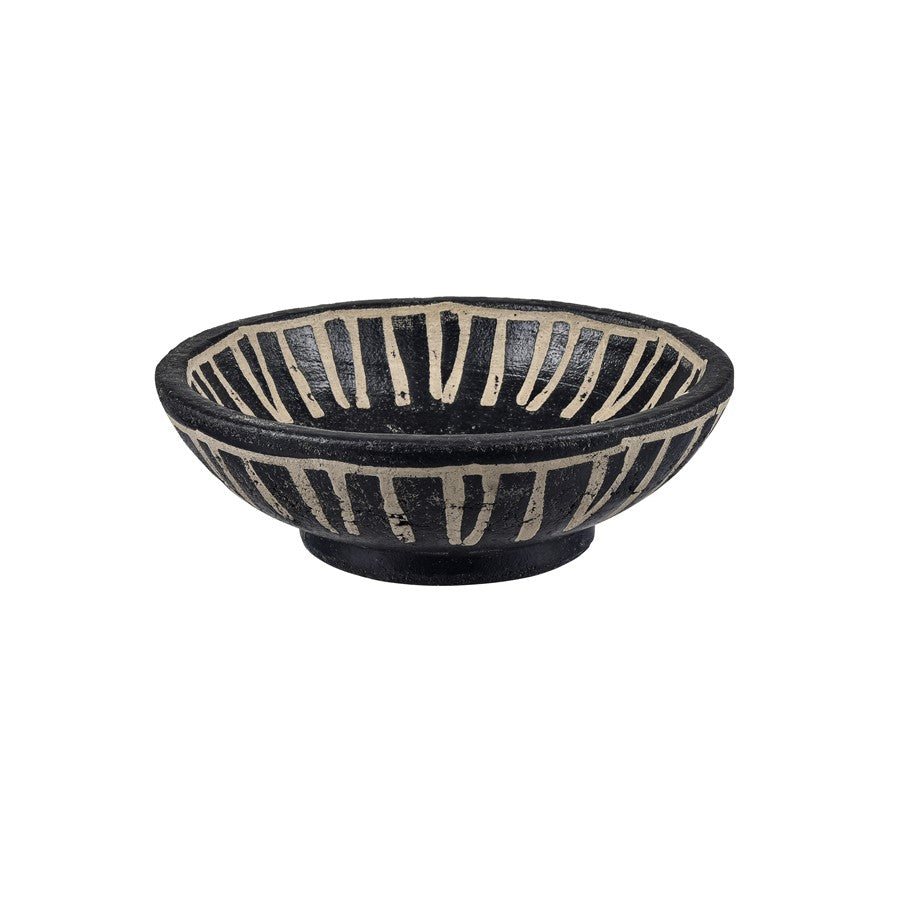 Atlas Lighting Eleni Plate Set of 2 | Black Earthenware with Tribal Etching | Transitional Decor for Table & Shelf | Model AC11287-01S