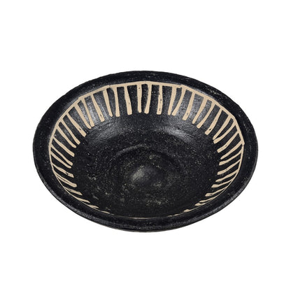 Atlas Lighting Eleni Plate Set of 2 | Black Earthenware with Tribal Etching | Transitional Decor for Table & Shelf | Model AC11287-01S