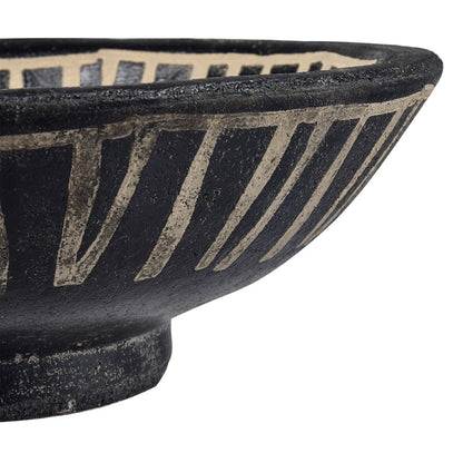 Atlas Lighting Eleni Plate Set of 2 | Black Earthenware with Tribal Etching | Transitional Decor for Table & Shelf | Model AC11287-01S