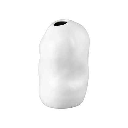 Atlas Lighting Elias Small Vase | White Satin Earthenware | Modern Sculpture & Flower Display | 7.5in W x 7.5in D x 12in H | Model AC11289-01