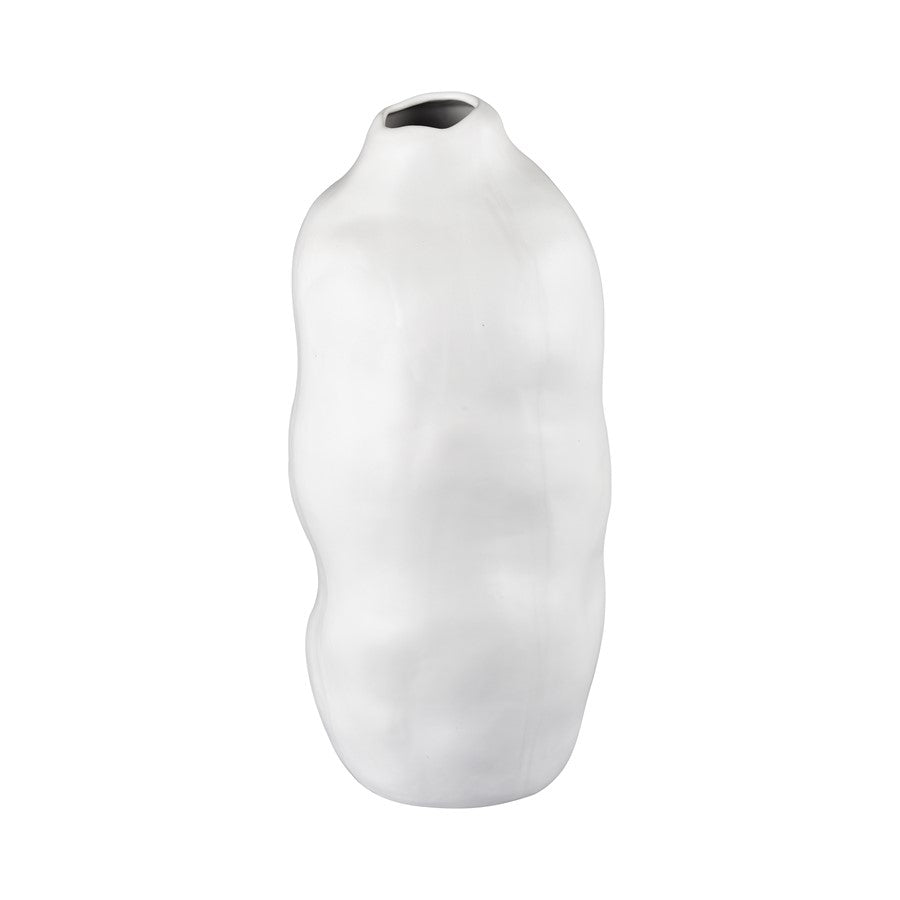 Atlas Lighting Elias Large Vase | White Satin Earthenware | Modern Sculpture & Flower Display | 10in W x 10in D x 20.5in H | Model AC11289-02