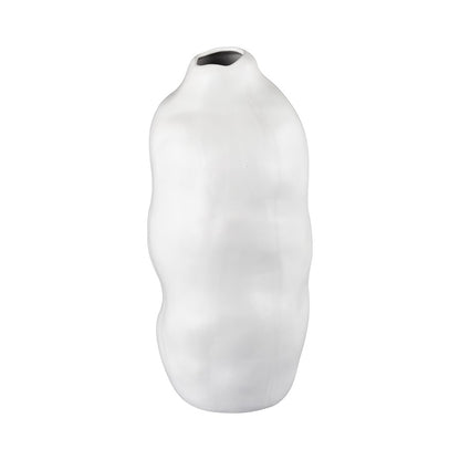Atlas Lighting Elias Large Vase | White Satin Earthenware | Modern Sculpture & Flower Display | 10in W x 10in D x 20.5in H | Model AC11289-02