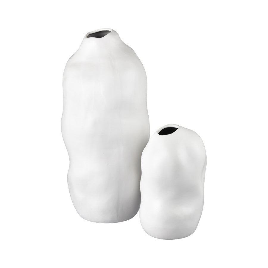 Atlas Lighting Elias Large Vase | White Satin Earthenware | Modern Sculpture & Flower Display | 10in W x 10in D x 20.5in H | Model AC11289-02