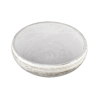 Atlas Lighting Ellen Bowl | White & Brown Striped Earthenware | Decorative Centerpiece & Catchall | 15.25in W x 15.25in D x 5.25in | Model AC11290-01