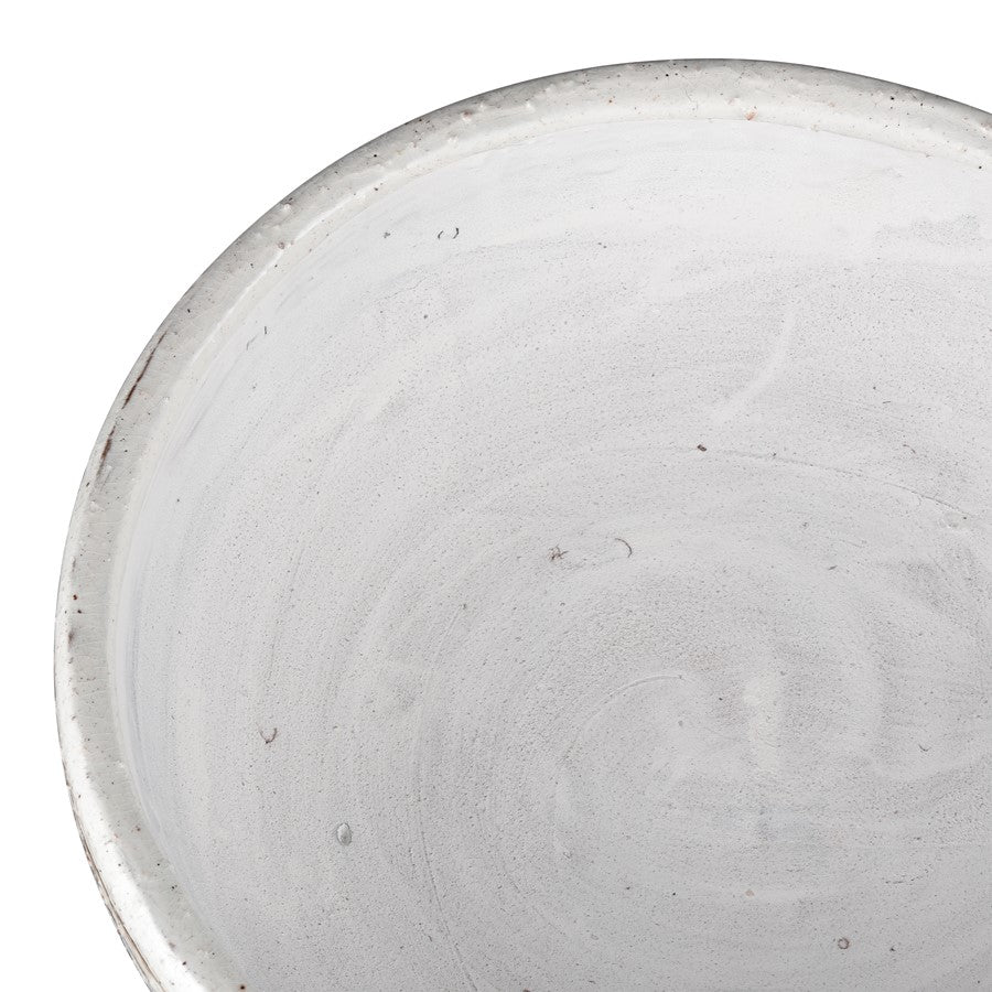 Atlas Lighting Ellen Bowl | White & Brown Striped Earthenware | Decorative Centerpiece & Catchall | 15.25in W x 15.25in D x 5.25in | Model AC11290-01