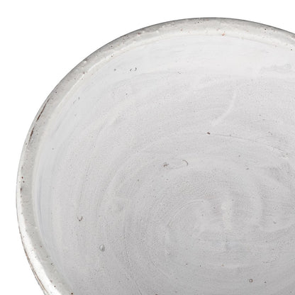Atlas Lighting Ellen Bowl | White & Brown Striped Earthenware | Decorative Centerpiece & Catchall | 15.25in W x 15.25in D x 5.25in | Model AC11290-01
