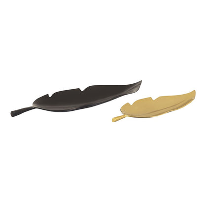 Atlas Lighting Ennis Leaf Tray Set of 2 | Bronze and Brass Metal Leaf Sculptural Trays | Living Room & Entryway Decor | 26.75in W | Model AC11294-01S