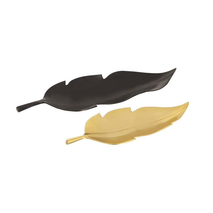 Atlas Lighting Ennis Leaf Tray Set of 2 | Bronze and Brass Metal Leaf Sculptural Trays | Living Room & Entryway Decor | 26.75in W | Model AC11294-01S