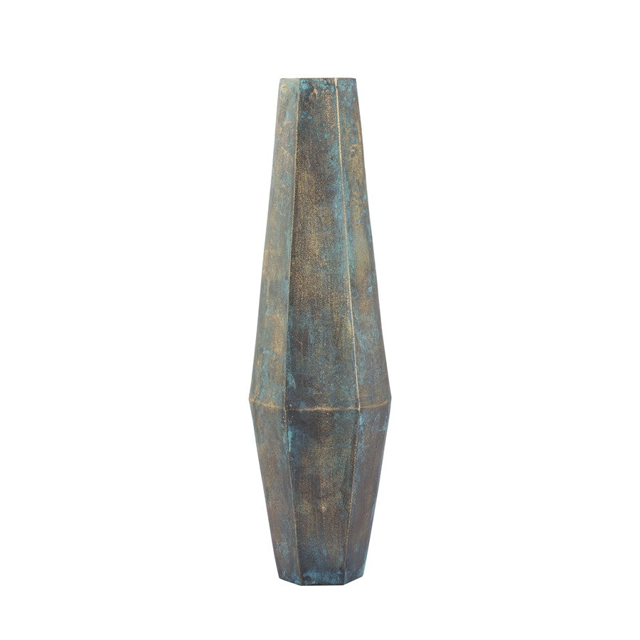 Atlas Lighting Erwin Vase Set of 2 | Oxidized Brass Metal Faceted Vases | Living Room & Entryway Decor | 6.75in W x 6in D x 24in H | Model AC11295-01S
