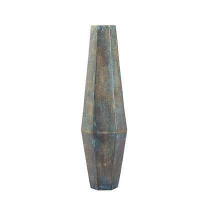 Atlas Lighting Erwin Vase Set of 2 | Oxidized Brass Metal Faceted Vases | Living Room & Entryway Decor | 6.75in W x 6in D x 24in H | Model AC11295-01S