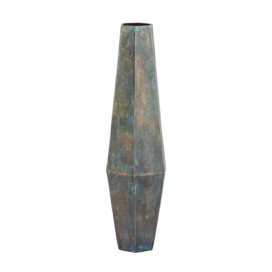 Atlas Lighting Erwin Vase Set of 2 | Oxidized Brass Metal Faceted Vases | Living Room & Entryway Decor | 6.75in W x 6in D x 24in H | Model AC11295-01S