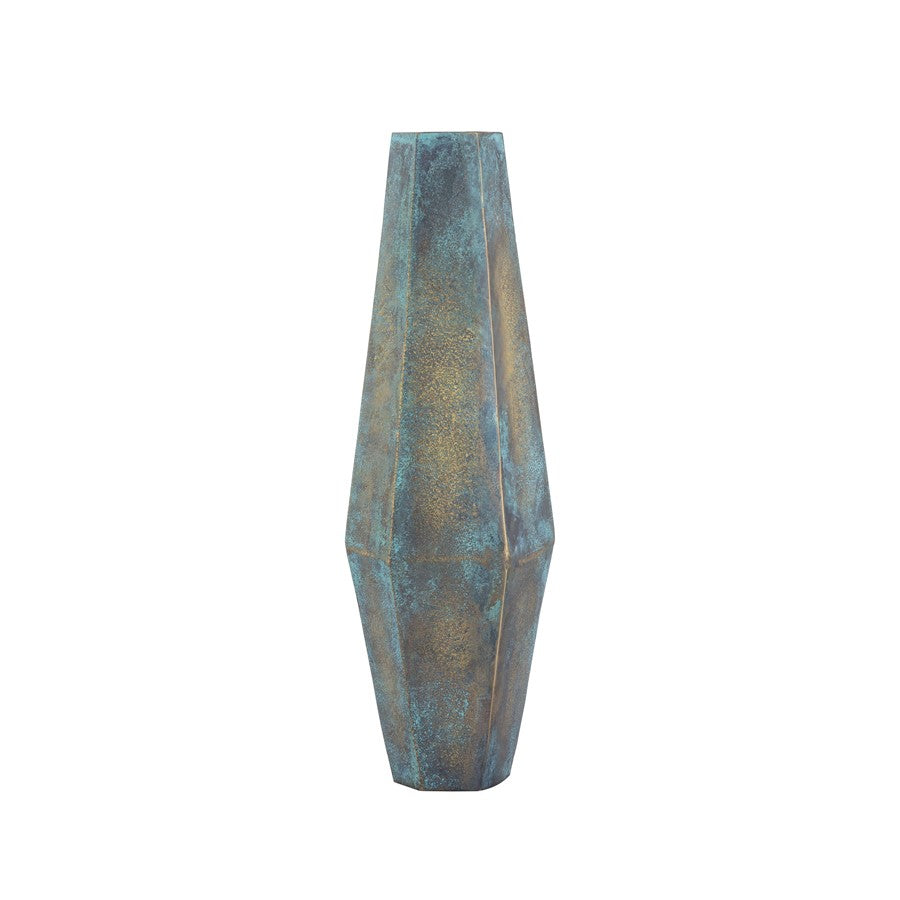 Atlas Lighting Erwin Vase Set of 2 | Oxidized Brass Metal Faceted Vases | Living Room & Entryway Decor | 6.75in W x 6in D x 24in H | Model AC11295-01S