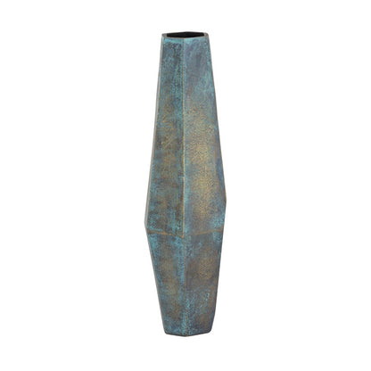 Atlas Lighting Erwin Vase Set of 2 | Oxidized Brass Metal Faceted Vases | Living Room & Entryway Decor | 6.75in W x 6in D x 24in H | Model AC11295-01S