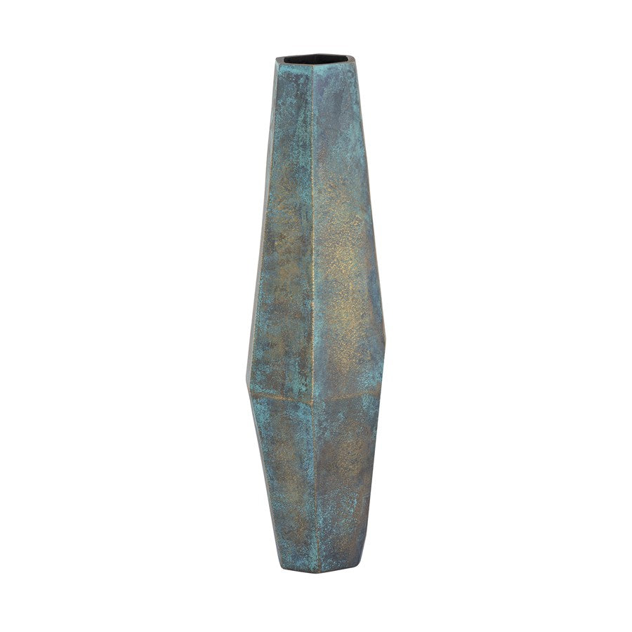 Atlas Lighting Erwin Vase Set of 2 | Oxidized Brass Metal Faceted Vases | Living Room & Entryway Decor | 6.75in W x 6in D x 24in H | Model AC11295-01S