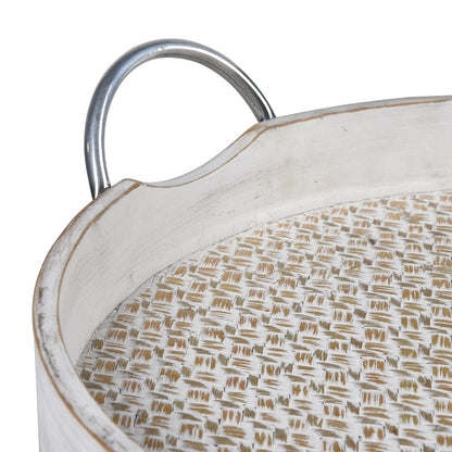Atlas Lighting Fabian Tray Set of 2 | Weathered White Wood Nesting Trays with Handles | Living Room & Kitchen Serving Trays | Model AC11296-01S