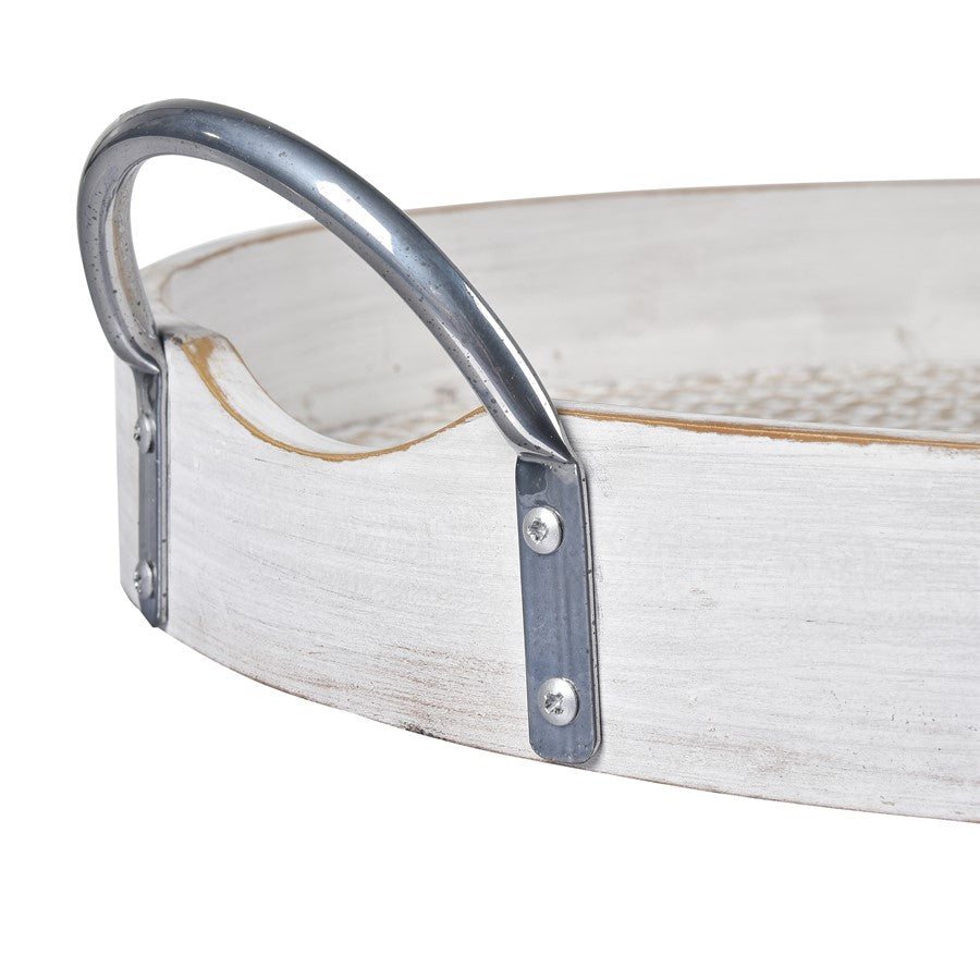 Atlas Lighting Fabian Tray Set of 2 | Weathered White Wood Nesting Trays with Handles | Living Room & Kitchen Serving Trays | Model AC11296-01S