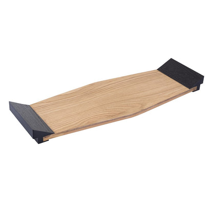 Atlas Lighting Facet 28in Serving Tray | Japandi Light Oak Wood with Black Handles | Entryway & Coffee Table Organizer | Model AC11297-01