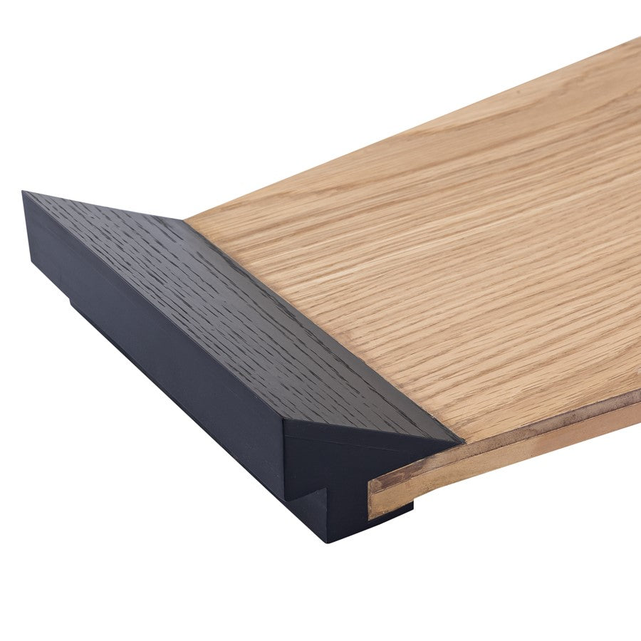 Atlas Lighting Facet 28in Serving Tray | Japandi Light Oak Wood with Black Handles | Entryway & Coffee Table Organizer | Model AC11297-01