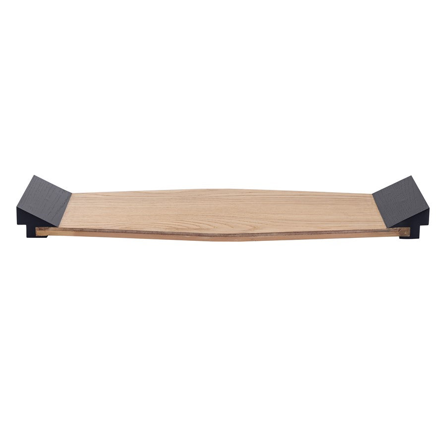 Atlas Lighting Facet 28in Serving Tray | Japandi Light Oak Wood with Black Handles | Entryway & Coffee Table Organizer | Model AC11297-01