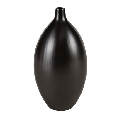 Atlas Lighting Faye 14in Vase | Black Earthenware | Entryway & Living Room Decor | 7 x 7 x 14 in | Model AC11301-02