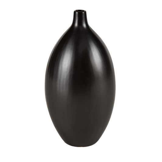 Atlas Lighting Faye 14in Vase | Black Earthenware | Entryway & Living Room Decor | 7 x 7 x 14 in | Model AC11301-02