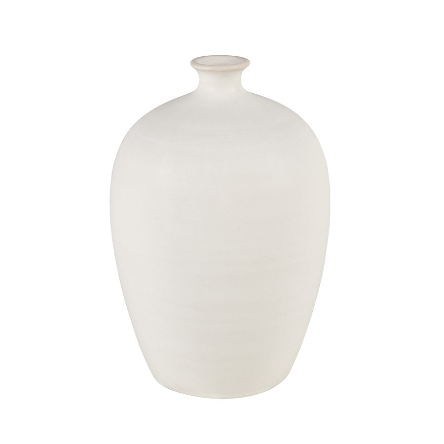 Atlas Lighting Faye Medium Vase | White Earthenware | Living Room & Entryway Decor | 8 x 8 x 12 in | Model AC11302-01