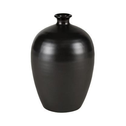 Atlas Lighting Faye Medium Vase | Black Earthenware | Living Room & Entryway Decor | 8 x 8 x 12 in | Model AC11302-02