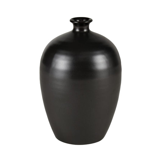 Atlas Lighting Faye Medium Vase | Black Earthenware | Living Room & Entryway Decor | 8 x 8 x 12 in | Model AC11302-02