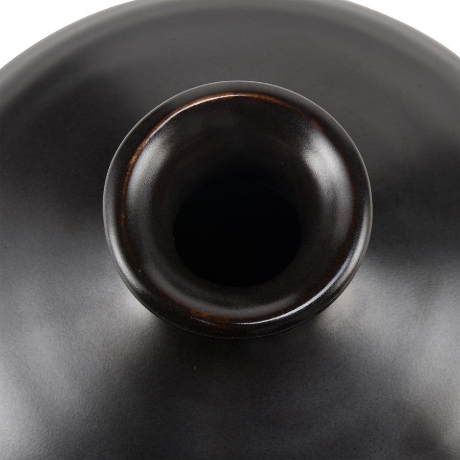 Atlas Lighting Faye Medium Vase | Black Earthenware | Living Room & Entryway Decor | 8 x 8 x 12 in | Model AC11302-02